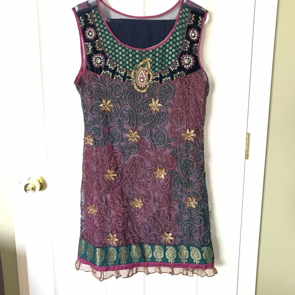 Multicolor Indian Net Dress - Picture 1 of 2